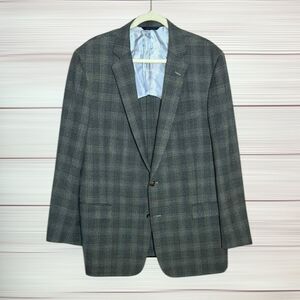 Brooks Brothers Gray Plaid Blazer Suit Jacket Lightweight Wool Half Lined 46L